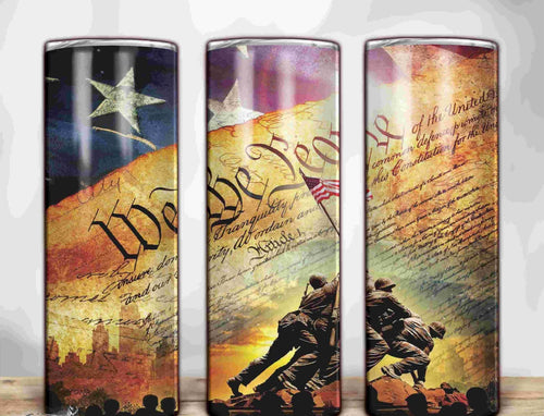 Patriotic Flag 2nd Amendment 20 oz Skinny Vinyl Wrap