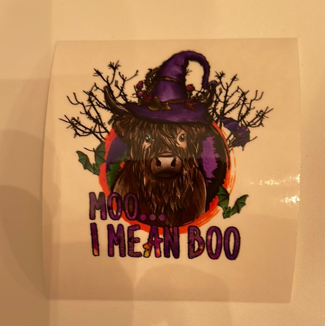 Moo I Mean Boo Clear Cast Sticker