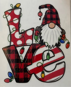 Love Christmas Gnome Clear Cast Sticker