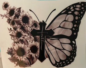 Purple Butterfly with Faith Clear Cast Sticker