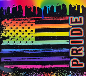 Pride Rainbow Flag with Drip 20 oz Skinny Vinyl Wrap
