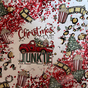 Christmas Movie Junkie 20 oz skinny tumbler wrap
