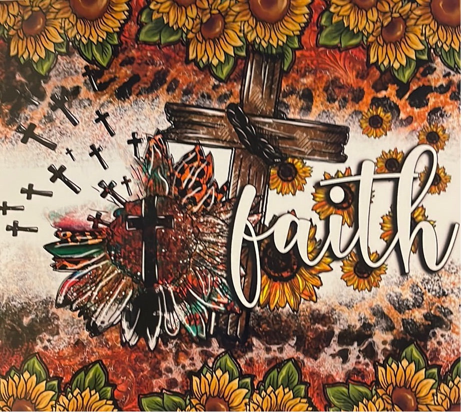 Faith with Cross & Sunflowers 20 oz Skinny Wrap