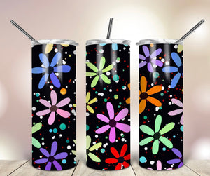 Bright Floral 20 oz Skinny Vinyl Wrap