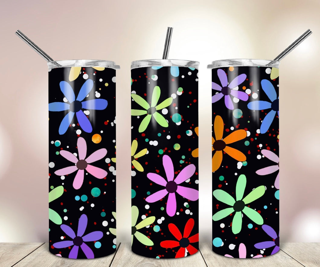 Bright Floral 20 oz Skinny Vinyl Wrap