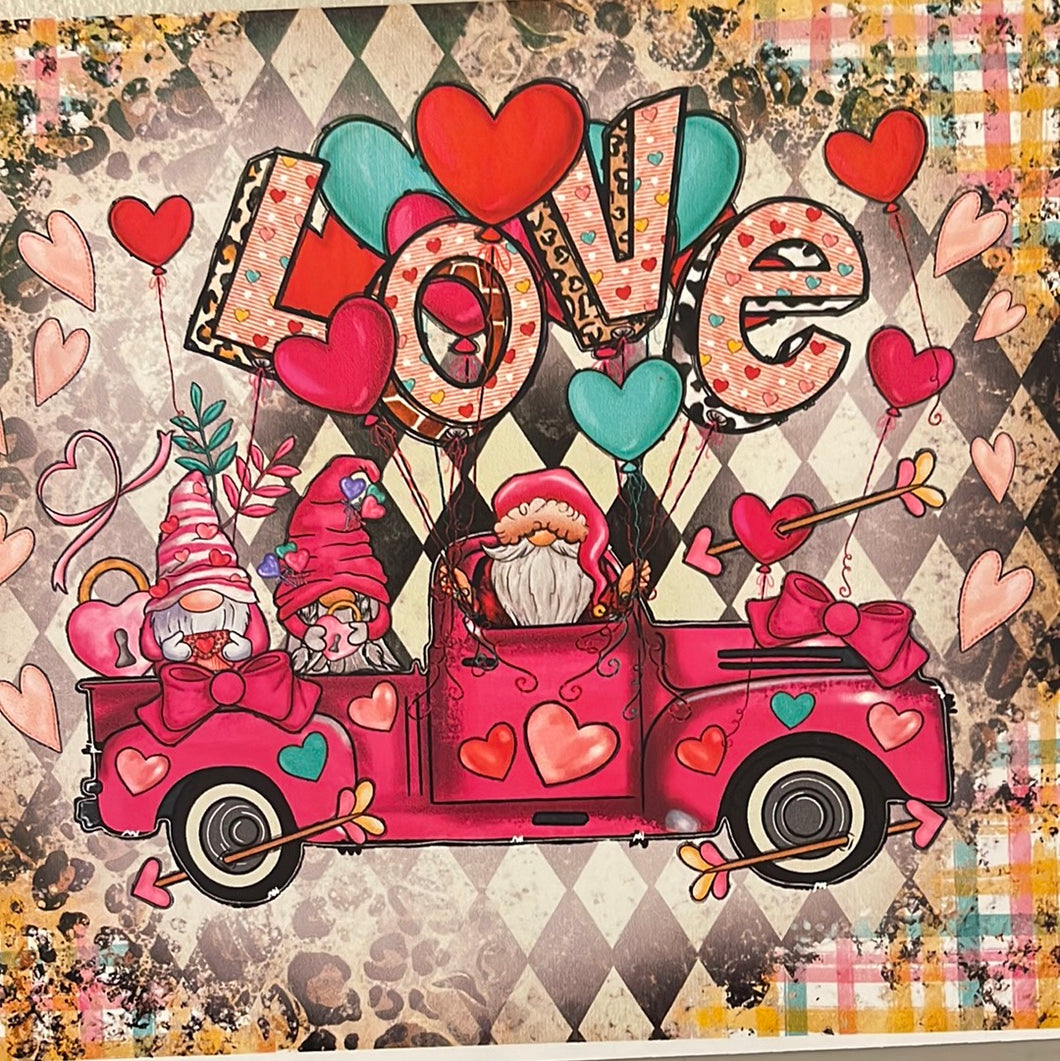 Love Truck with Gnomes 20 oz Skinny Vinyl Wrap