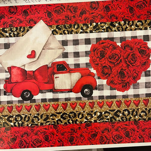 Valentine Truck with Letter & Roses 20 oz Skinny Vinyl Wrap