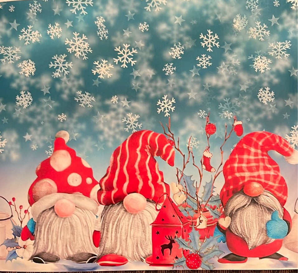 Christmas Gnomes with Snowflakes oz skinny tumbler vinyl wrap