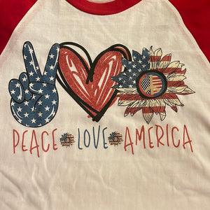 Peace, Love, America Iron on Transfer