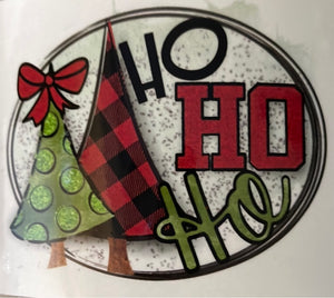 Ho Ho Ho with Trees Clear Cast Sticker