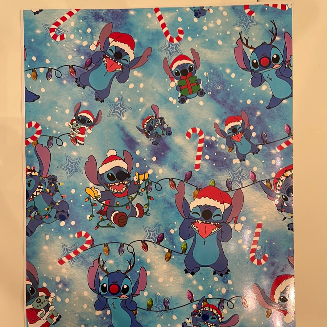 Stitch with Candy Cane 12x10 Vinyl Sheet