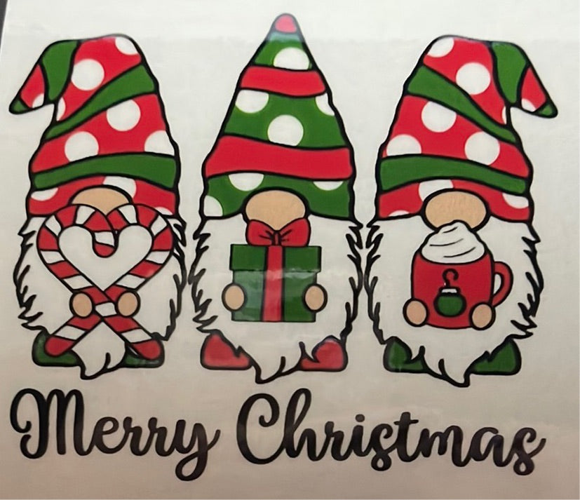 Merry Christmas Gnomes Clear Cast Sticker