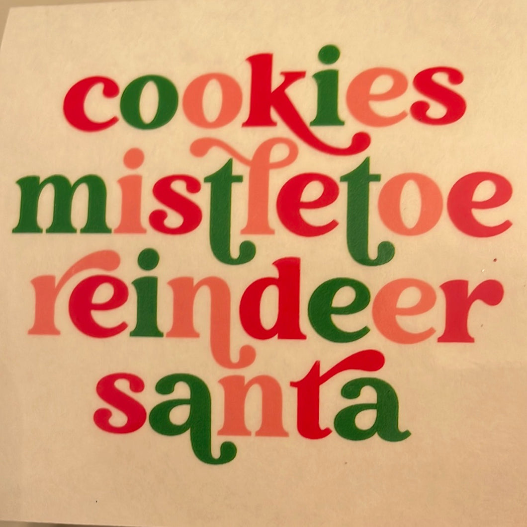 Cookies Mistletoe Reindeer Clear Cast Sticker