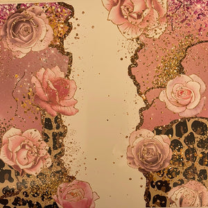 Pink Roses, Leopard & Glitter 20 oz Skinny Vinyl Wrap