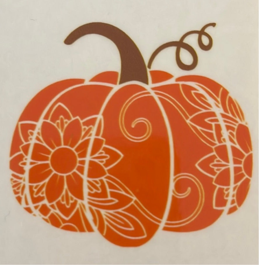 Pumpkin with white Design Clear Cast Sticker