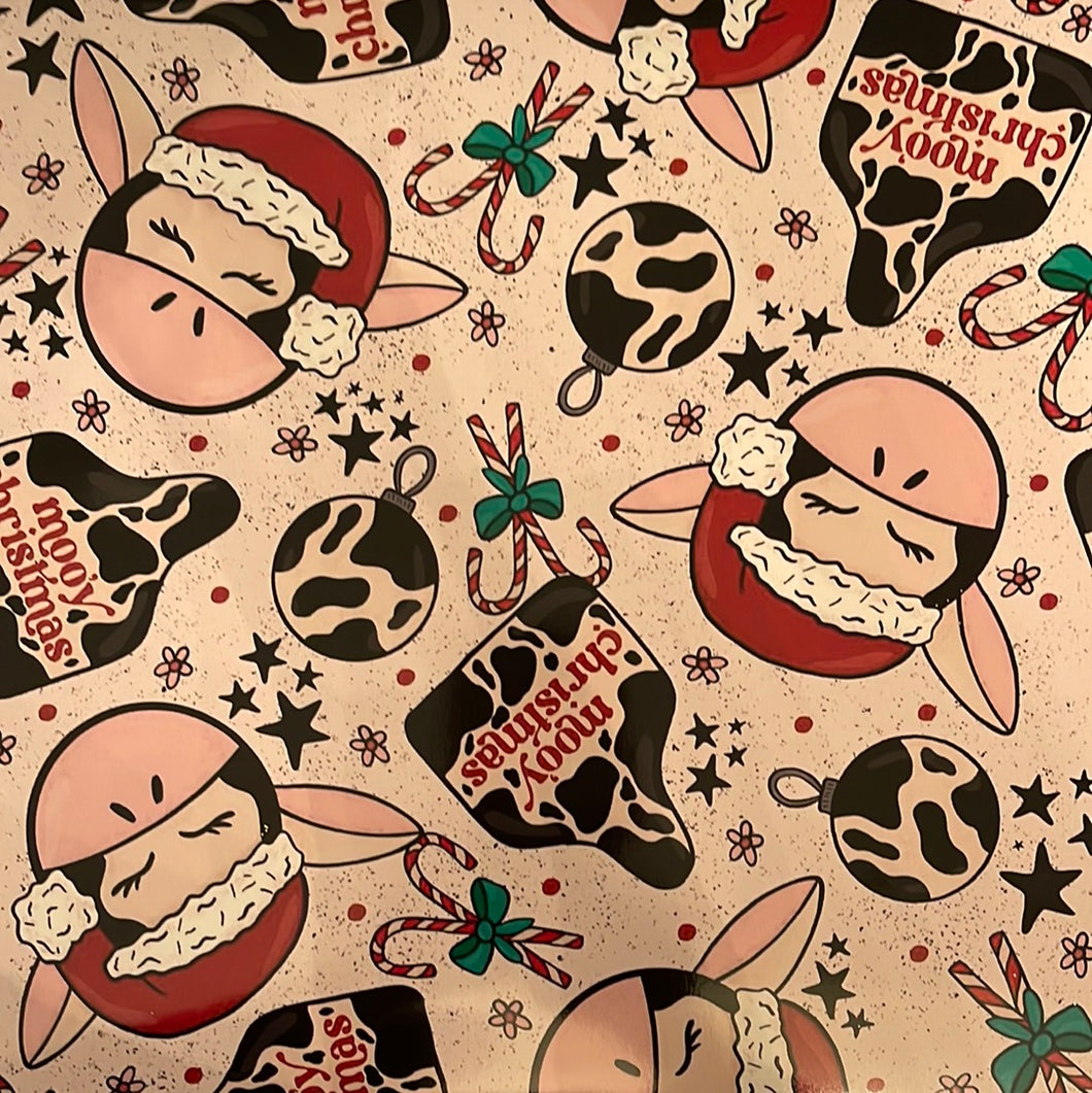 Cow Christmas 12 x 12 Sheet of Vinyl