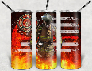 Firefighter Rescue 20 oz Skinny Vinyl Wrap