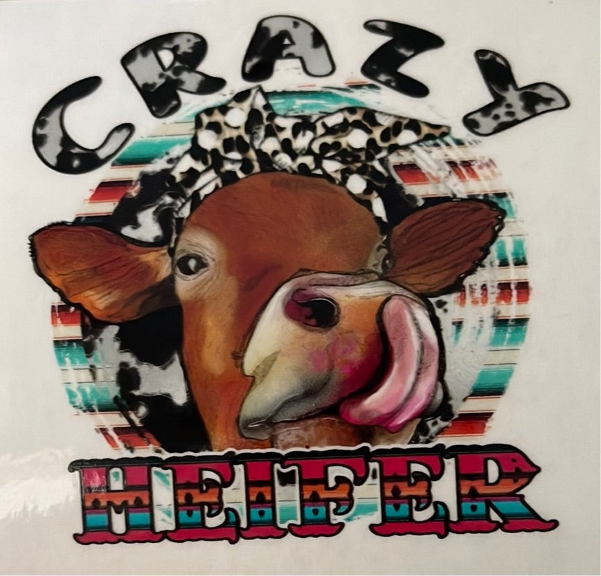 Crazy Heifer Clear Cast Sticker