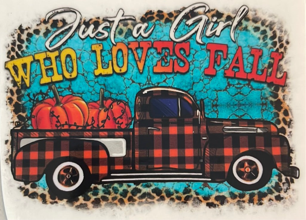 Just A Girl Who Loves Fall Clear Cast Sticker
