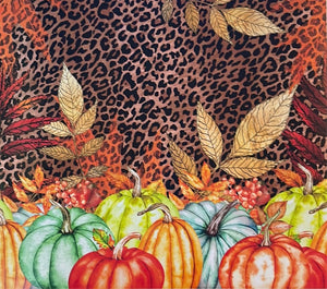 Pumpkins with leaves & Leopard 20 oz Skinny Vinyl Wrap