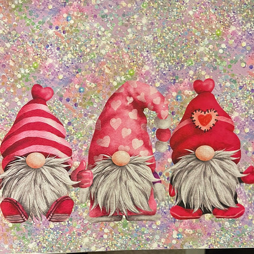 Valentines Gnomes with Glitter 20 oz Skinny Vinyl Wrap