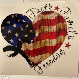 Faith, Family, Freedom Clear Cast Sticker