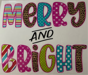 Merry & Bright Pink & Blue Clear Cast Sticker