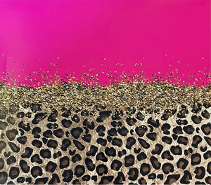 Leopard with Gold & Hot Pink 20 oz Skinny Vinyl Wrap