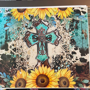 Cross with Sunflowers 20 oz Skinny Vinyl Wrap