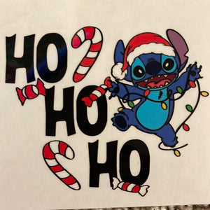 Stitch Ho Ho Ho Clear Cast Sticker
