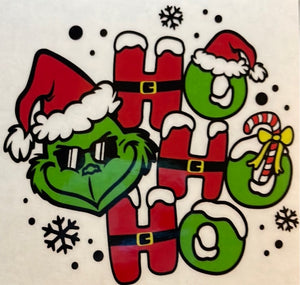 HO HO HO Grinch Clear Cast Sticker