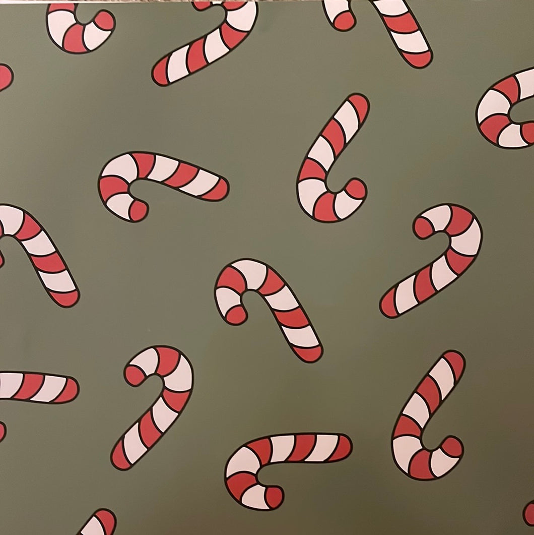 Candy Cane with Green Background 12 x 12 Sheet of Vinyl